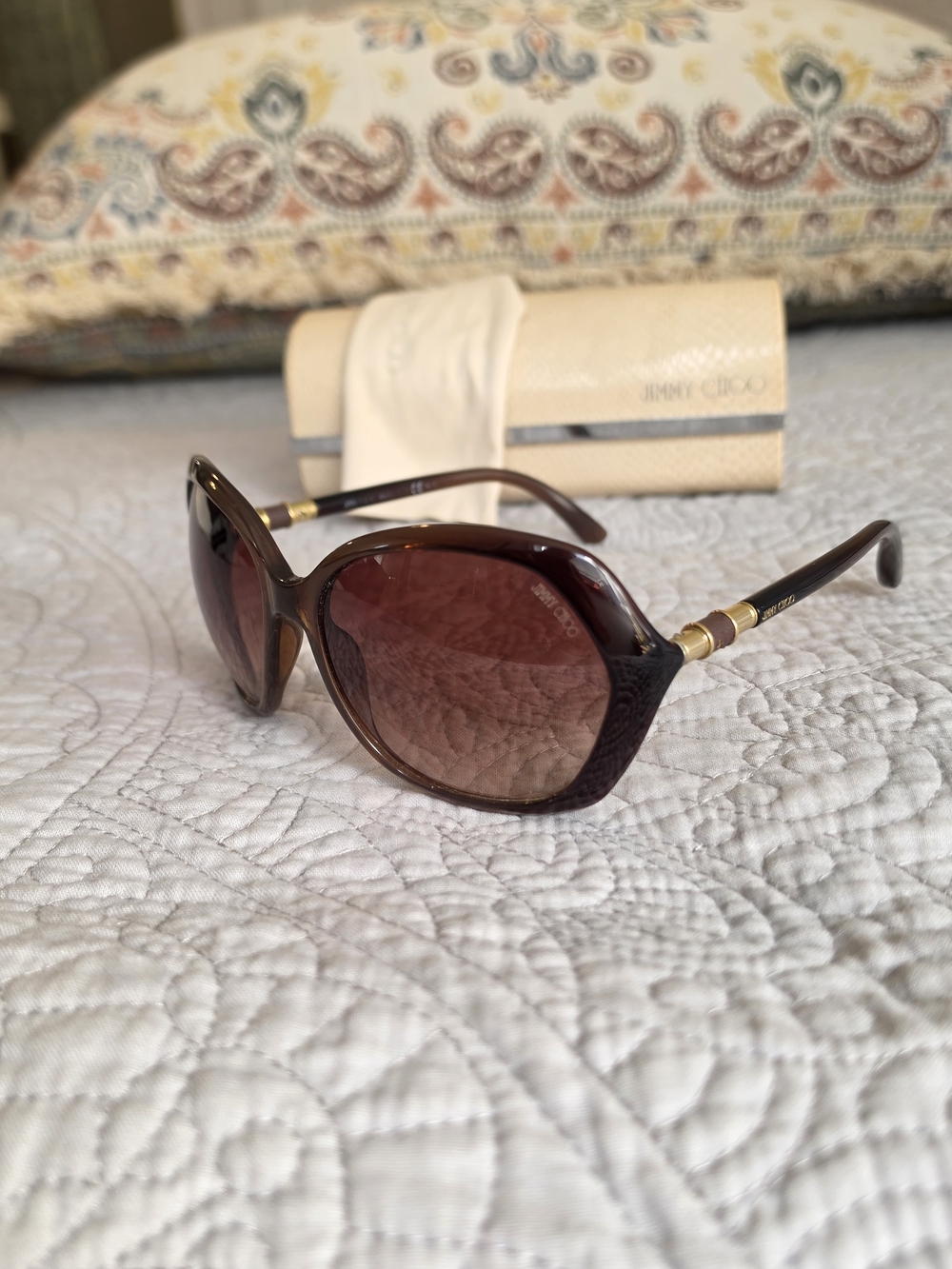 Jimmy Choo JUSTINE/S Brown Oversized Sunglasses + Case